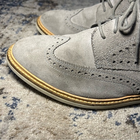 Cole Haan Gray Suede Wingtip Oxford Dress Shoes Size 10.5 - Picture 4 of 12